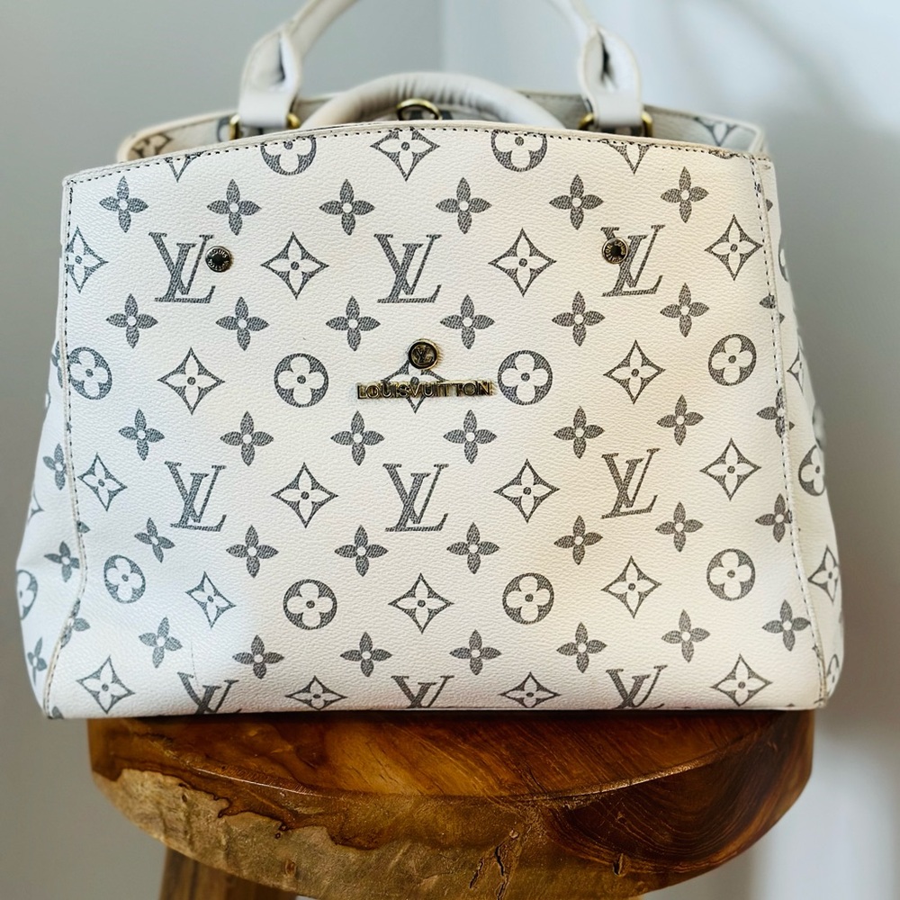Designer inspired White Monogram Handbag